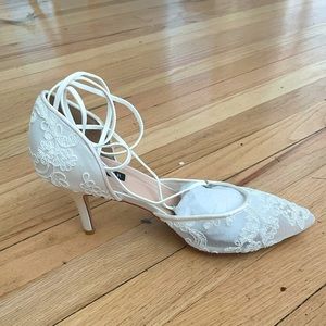 White Lace Heels